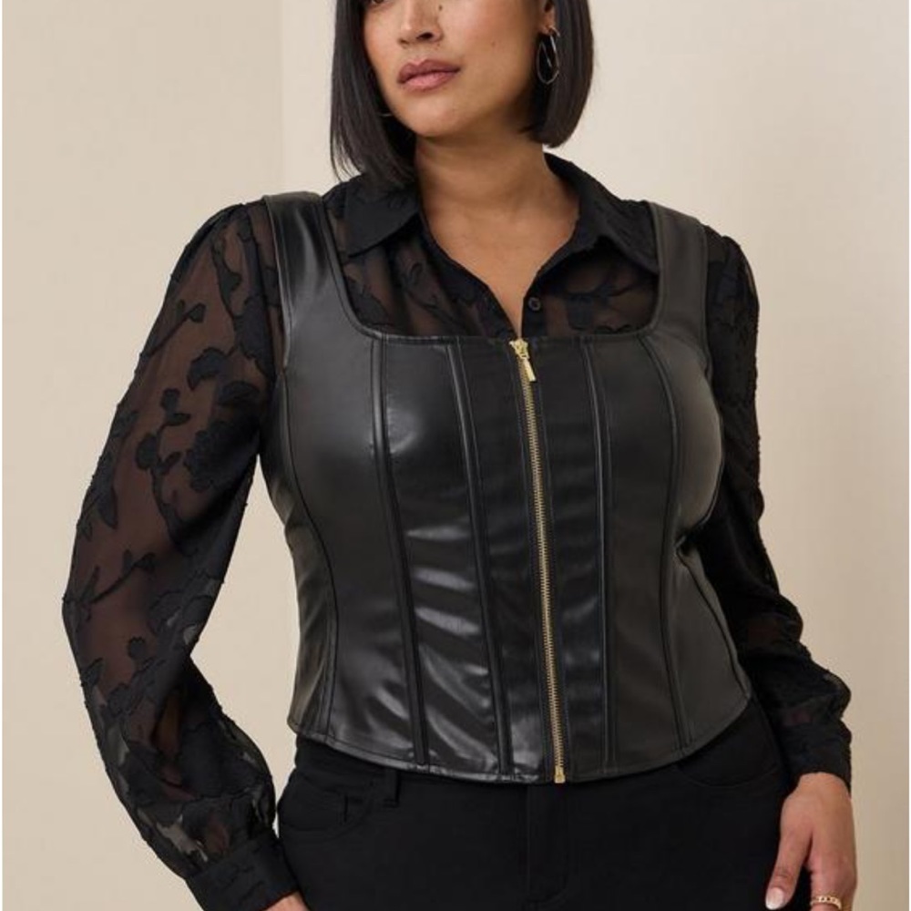 NWT Torrid Faux Leather Zip Front Corset Size 2X